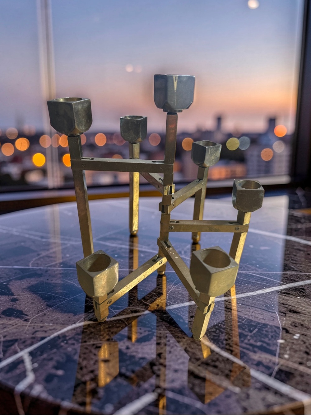 Vintage Folding Brass Candle Holder MCM Articulating Candelabra 7 Candle Holder